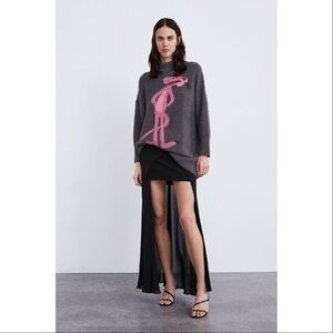 Zara jacquard Pink Panther sweater nwot